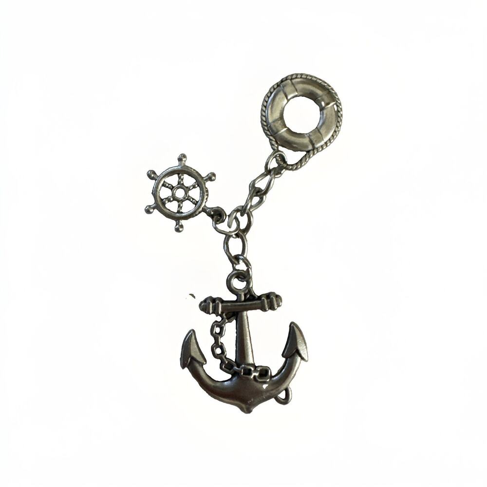 Silver Toned Anchor with Rope Keychain. Keyring. Marine. Boat. Sea.
